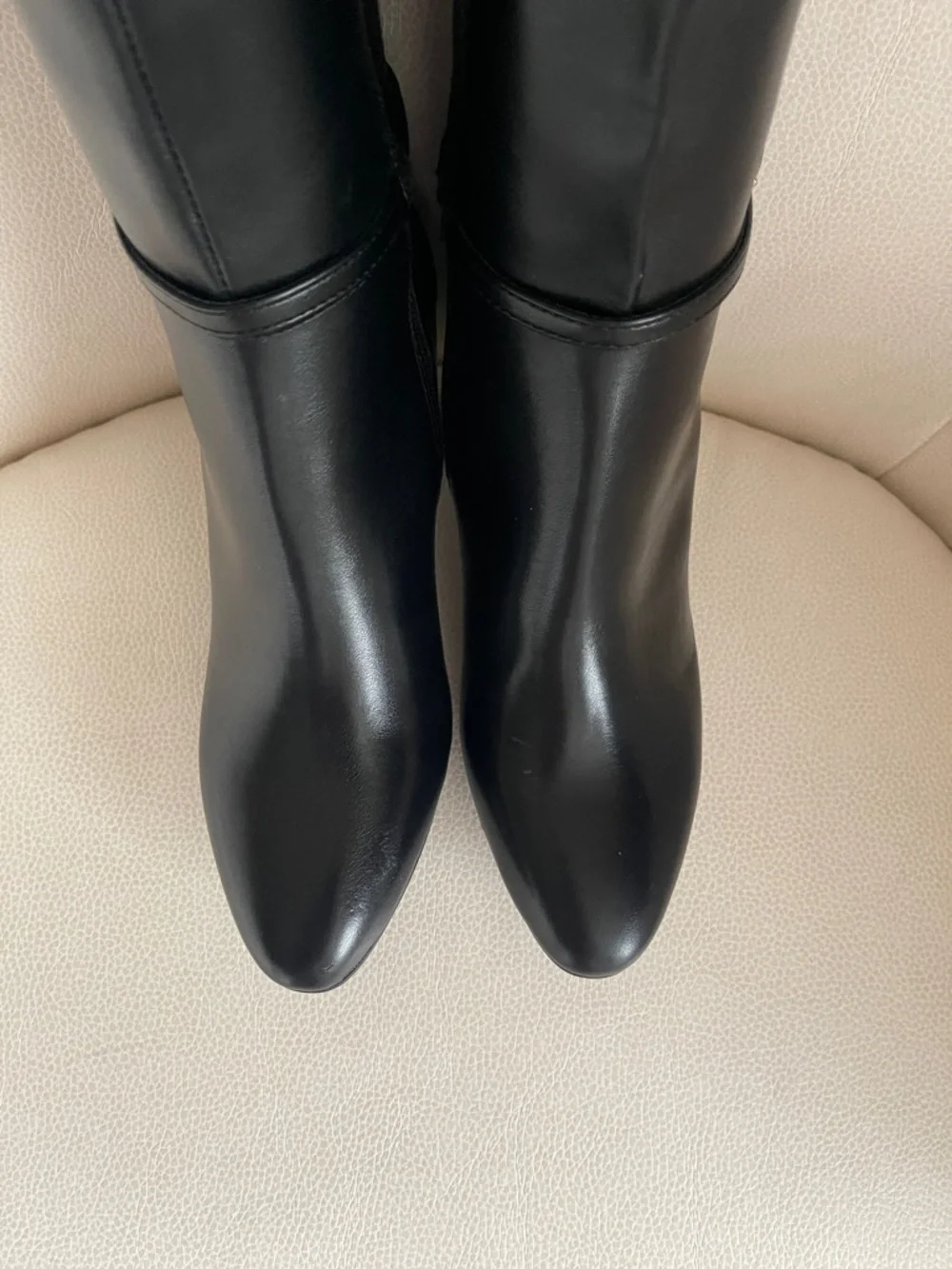 Anne Klein Black Mid-Calf Block Heel Boots with Ankle Strap - Picture 4 of 15